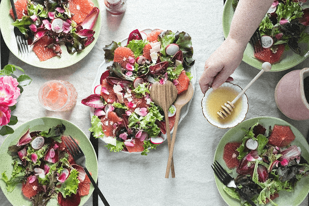 salad spread on table