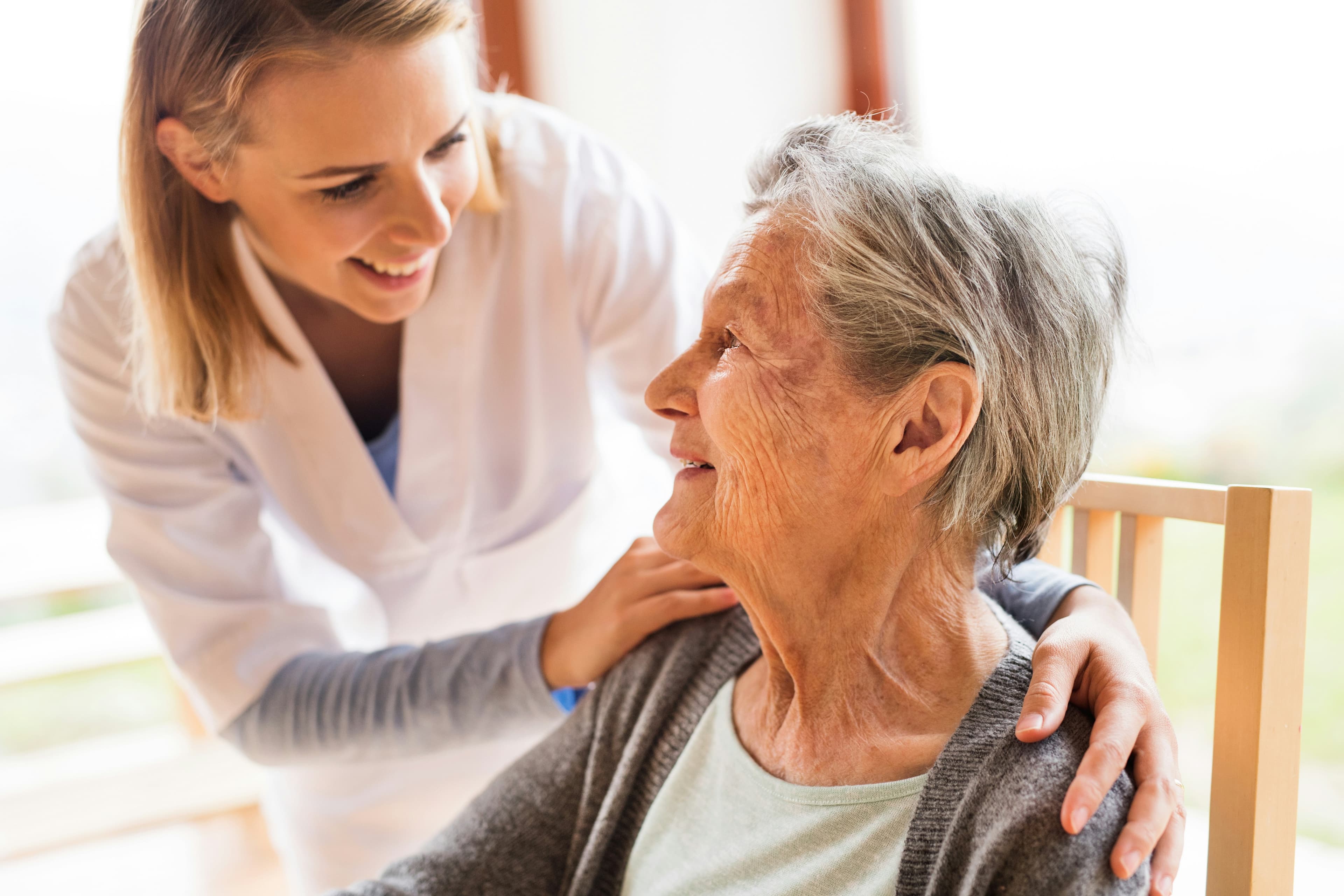 Grandmother being taken care of a nurse