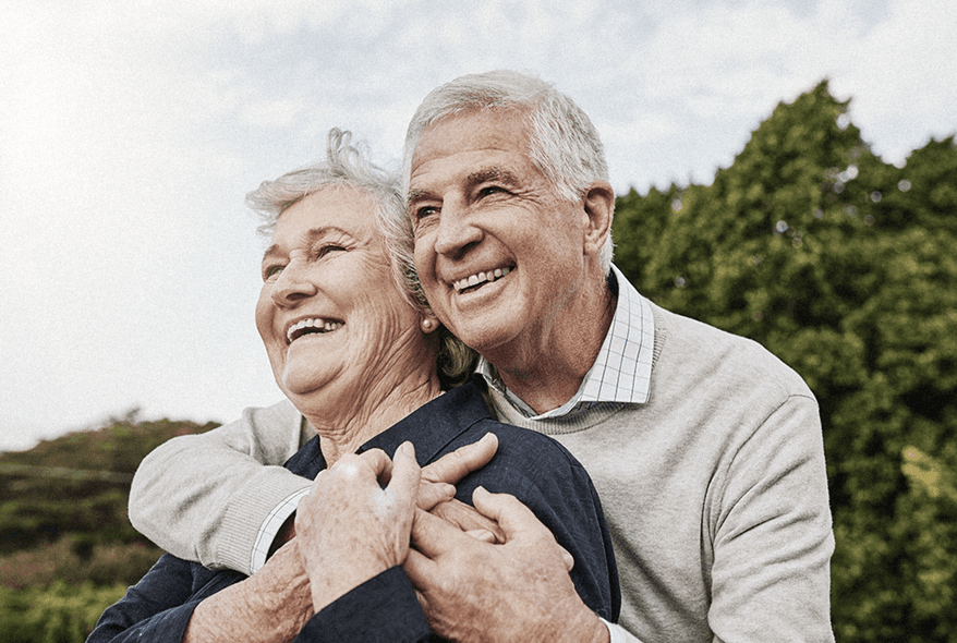 senior couple hugging each other 