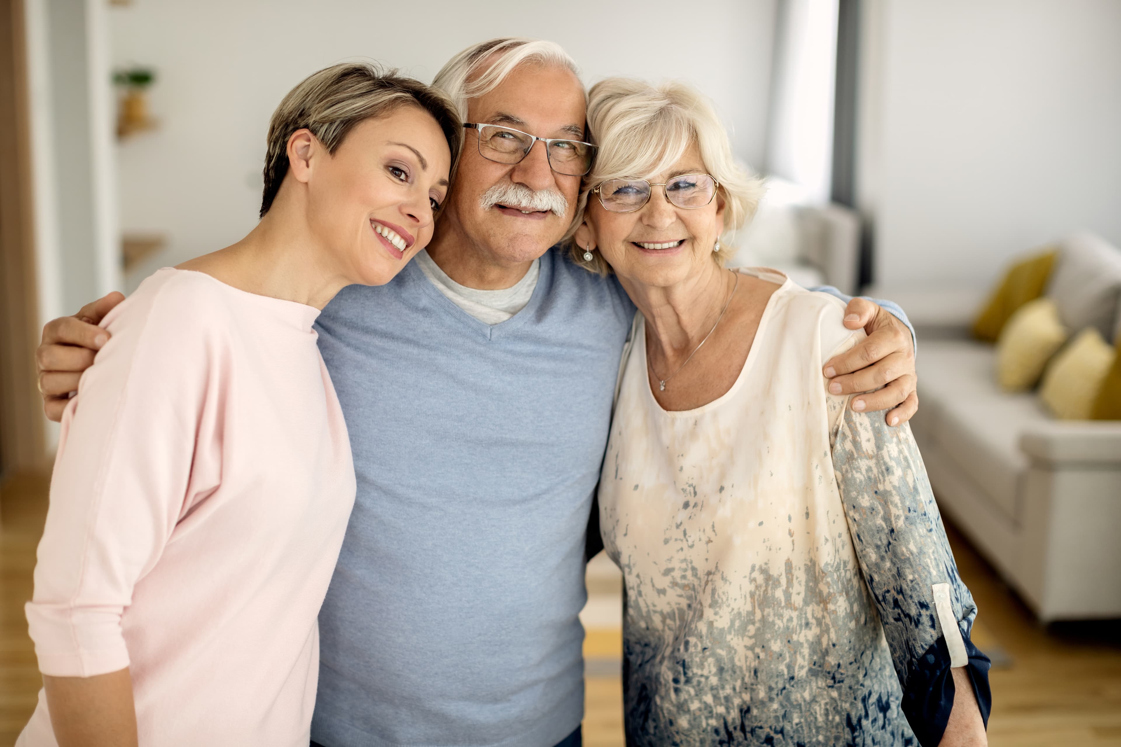Happy family with elderly parents